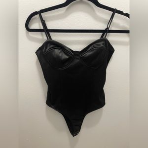 Forever 21 Shiny Black Bodysuit